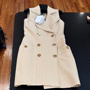 Balmain Paris Elegant Cream Double-Breasted Dress